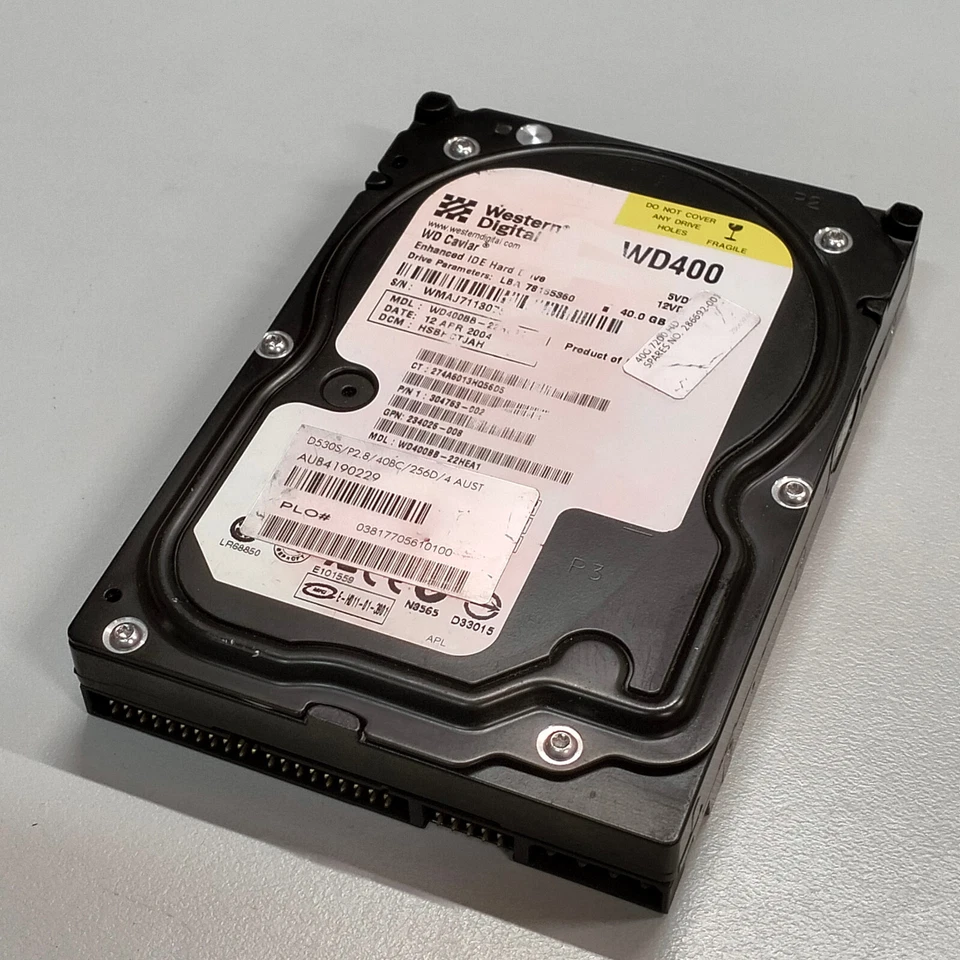 WD Caviar 40GB 3.5" IDE HDD ATA/100 7200RPM 2MB WD400BB-22HEA1 286692-001 - Image 3 of 4