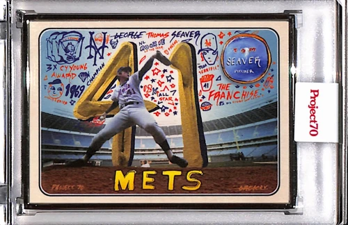 2021 TOPPS PROJECT 70 #604 TOM SEAVER by GREGORY SIFF - P70 AP SILVER FRAME 2/51