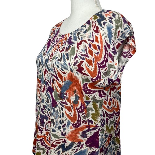 Nicole Miller Women’s 100% Linen Pullover Top Sz Small Multi Colors Sleeveless - Picture 4 of 11