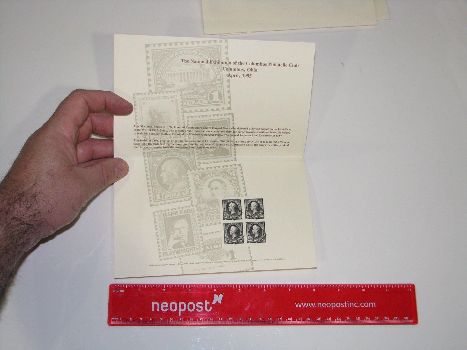 BEP Souvenir Card - 1995 Columbus Philatelic $1 Perry Stamp