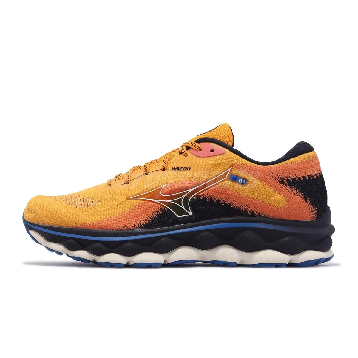 Mizuno Wave Sky 7 Orange Black Men Sports Runner Road Running Shoes  J1GC2302-05