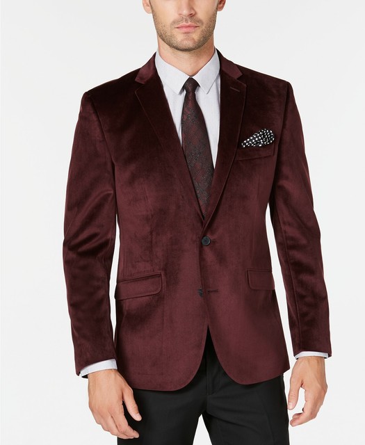 Cole Reaction Men's SlimFit Velvet Sport Coat Burgundy 40R eBay