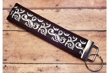 Silver Scroll Design Wrist Keyfob / Wristlet Keychain