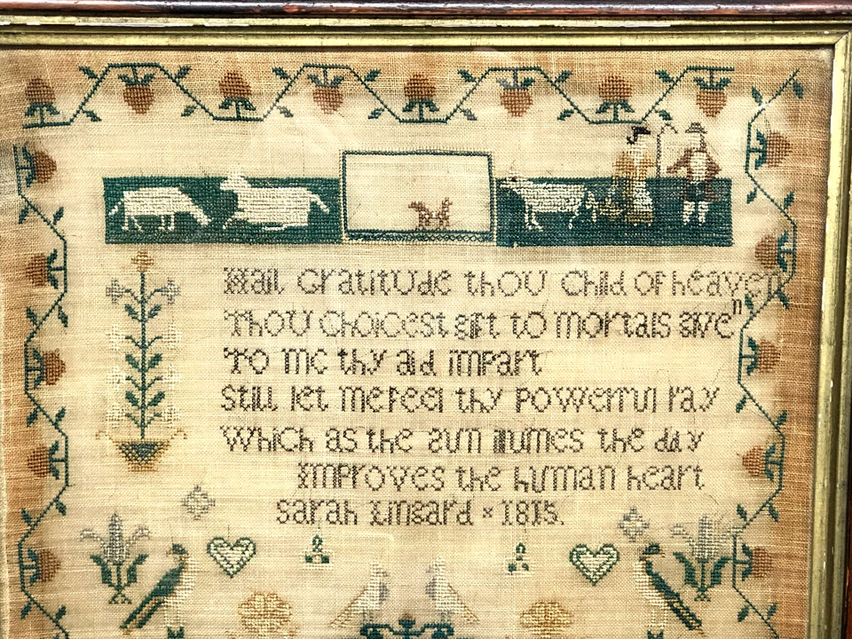 1815 ADAM & EVE Schoolgirl Antique Needlework Sampler SARAH LINGARD 19th Century - Image 4 of 4