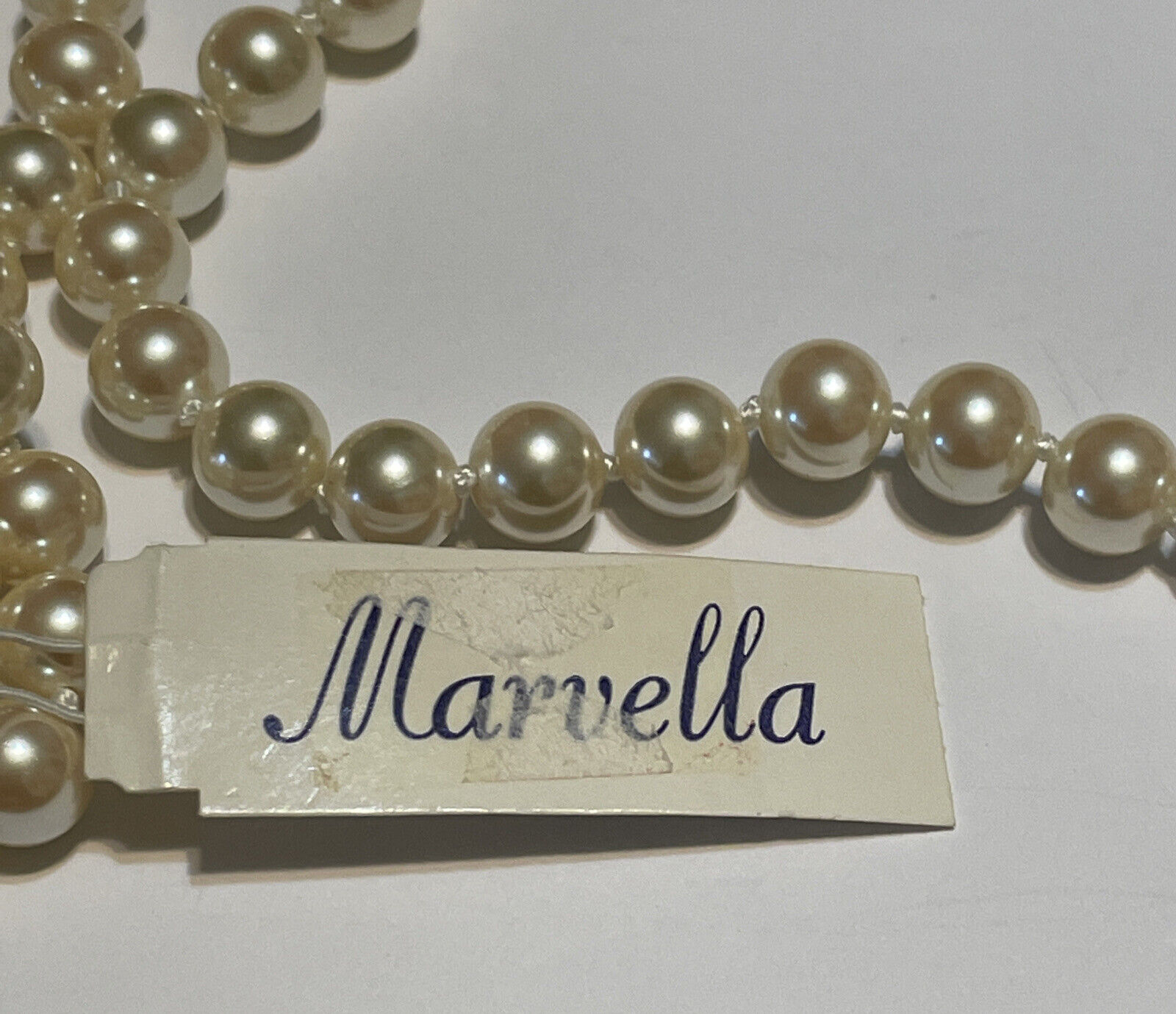 Vintage MARVELLA Faux 8mm Pearls Opera Length 42”… - image 4