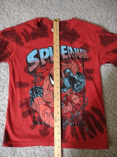 Kids Small Red Tie Dye Spiderman Retro Comic Theme Tshirt - Picture 9 of 15