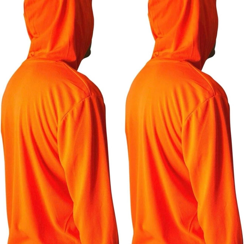 2 piezas Camiseta de seguridad de manga larga Hi Vis transpirable con capucha para hombre ajuste seco Foto 3 de 4