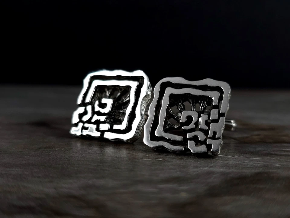 Manschettenknöpfe Silber 835 Modernist durchbrochen - umwerfend & auffällig - Bild 2 von 4