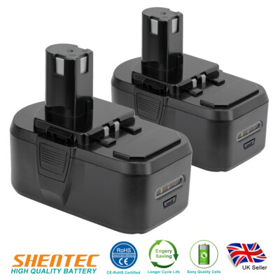 2x 18V Li-ion Battery For Ryobi P108 P107 ONE+ BPP