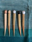 Wooden good pick with cat accessory 5 types 4.5 inches Used Good Condition