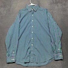 Polo By Ralph Lauren Curham Dress Shirt Mens XL 17.5 Blue Stripes Classic Fit