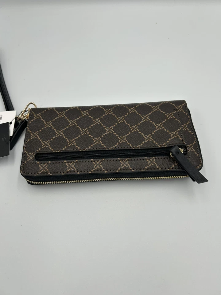 Cartera Muñequera Nine West Cremallera Alrededor Marrón.NUEVA CON ETIQUETAS Foto 3 de 4