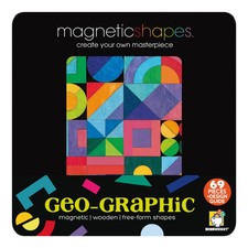 Magnetic Shapes Geo-Graphic Magnetic Wooden 69 Piece Puzzle Design Guide Book
