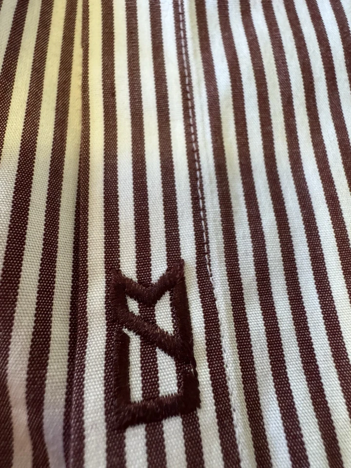 Blusa para mujer Cutter Buck manga larga con botones a rayas XL marrón y blanco  Foto 3 de 4