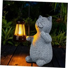 Solar Cat Garden Decor Outdoor Statues, Yard Art Lawn Ornaments, One Pack