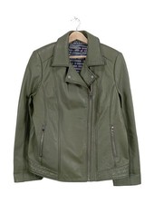 SAMOON BY GERRY WEBER Lederjacke Damen Jacke Gr. DE 40 khaki extravaganter Stil