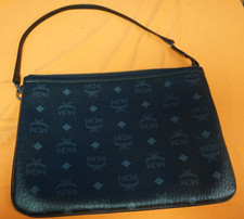 MCM Shoulder Crossbody Pouch Bag Visetos Black 11x8