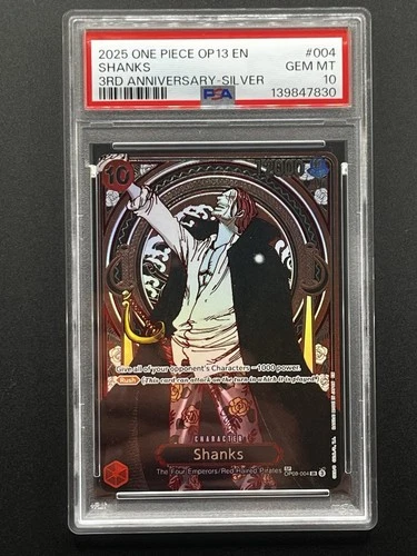 Shanks OP09-004 (SP) (Silver) OP09-004 Carrying On His Will Foil PSA 10