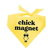Chick Magnet Dog Bandana  100 Cotton Adjustable Triangle  One Size Yellow