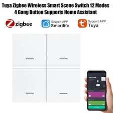 Tuya Zigbee Wireless Smart Scene Switch 12 Modes 4 Gang Button Supports Home