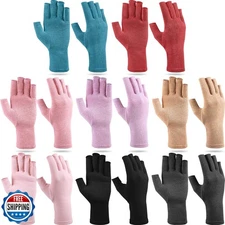 Crowye 8 Pairs Arthritis Compression Gloves Relieve Muscle Pain Fingerless Gl