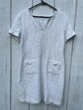 Karl Lagerfeld Solid White Textured Shift Sz 14 Dress Shortsleeved Summer