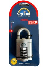 Squire Padlock Combination Vulcan Combi 50 Boron 80% Stronger 4 Wheel Gate Shed