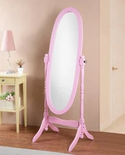 Queen Anna Style Floor Cheval Mirror, Pink