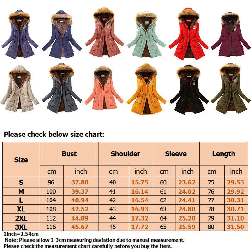 Winter Women's Warm Long Coat Fur Fleece Hooded Jacket Zip Up Parka Coat Outwear - Image 2 of 4