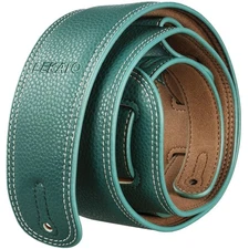 LEKATO 2.5" Wide Padded Leather Guitar Strap Adjustable 41"-51" Vintage Green