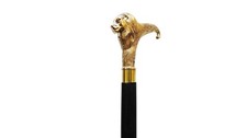 Brass Lion Antique Walking Cane Wooden Stick Victorian Style Gentleman Gift
