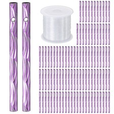 100 Pezzi Tubi per Carillon a Vento, 0,6x8cm Alluminio Parti per Carillon a Vento con Stringa Viola