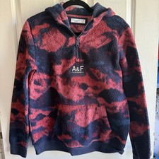 Abercrombie Fitch Kids Hoodie SZ 15/16 Multicolor Red Blue Quarter Zip