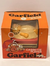 Vintage GARFIELD Cassette PLAYER Durham & BOX Complete ODIE Charm MINTY Untested