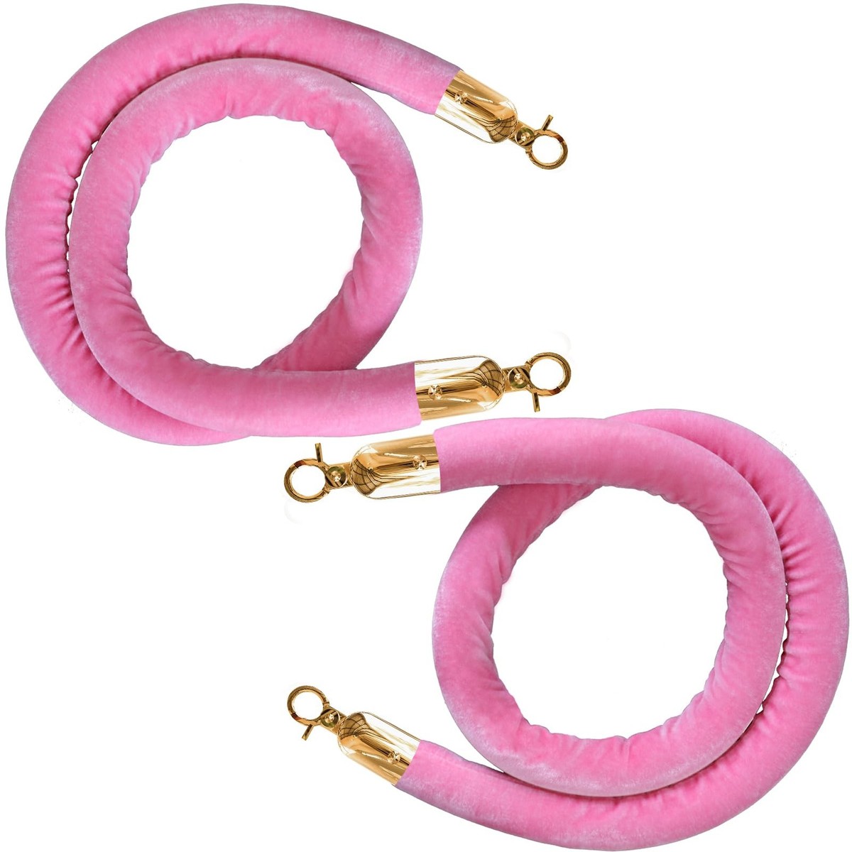 2 PCS 5FT Pink Velvet Stanchion Rope Crowd Control Barrier Gold