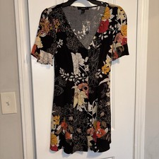 Forever 21 Floral Mini Dress Women S Black Excellent Condition Casual Summer