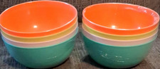 Kids Large Plastic Bowls 2 Sets of 4 Multicolor Teal with Orange Interior