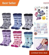Kids Wool Socks Thick Warm Thermal Crew Boot Socks 6 Pairs Winter Holiday