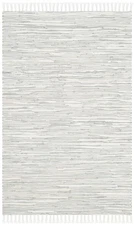 Montauk Collection Accent Rug - 2'6" x 4', Silver, Handmade Fringe Cotton, Id...