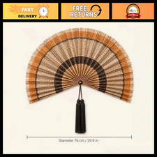 Hand-Woven Bamboo Wall Fan, Bohemian Decor, 76cm Diameter, Southeast Asia Design