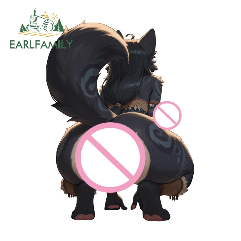 EARLFAMILY 5.1'' Fox Big Butt Kneeling Car Sticker Summer Dress Computer Decal  thumbnail 3