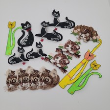 Lot 15 Cat Patches Embroidered Applique Black Cats Kittens Sewing Craft Kids DIY