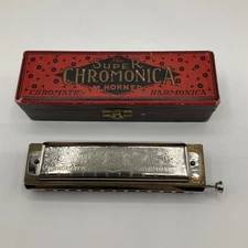 Vintage Pre-WWII M . Hohner Super Chromonica Chromatic Harmonica Star Logo