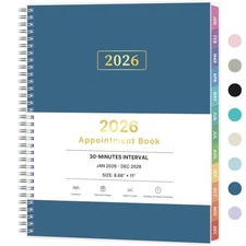 2026 Appointment Book, 30 Minutes-Hourly, Weekly ＆ Monthly Calendar Planner 2...