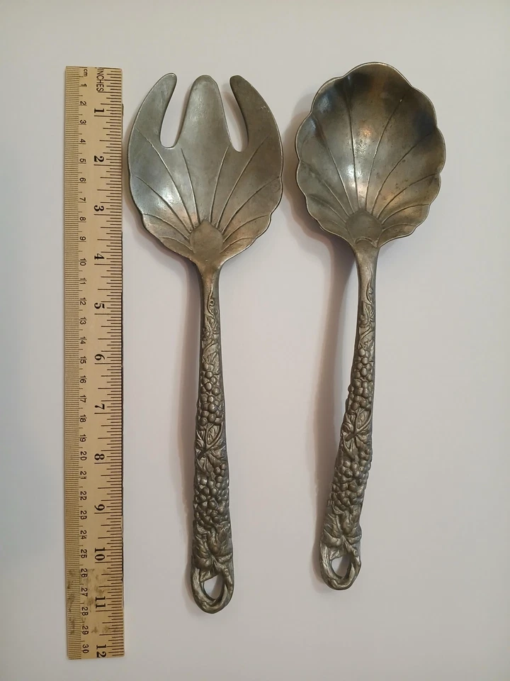 Juego de servir ensalada de vid de uva Arthur Court 1990 de colección hoja concha Foto 4 de 4