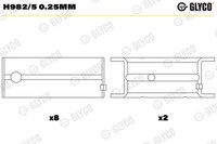 Kurbelwellenlager Glyco H982/5 0.25Mm FüR 110 Lada Daewoo Ascona CC Opel T85 J89