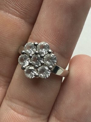 Vintage Signed MCGI Sterling Silver 925 CZ Cluster Ring Size 6 - 2.8g