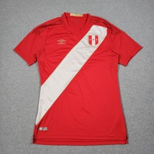 FPF Peru Jersey Men Medium Red Umbro 2018 Away Kit Official Replica Soccer