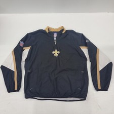 REEBOK New Orleans Saints NFL 1/4 Zip Pullover Windbreaker Youth XL Side Zip EUC
