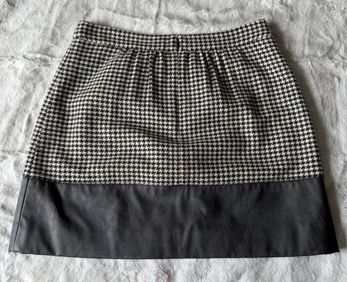 J.Crew Houndstooth Black A-Line Mini Skirt Lined Women's Size 8 - 第 2/4 張圖片
